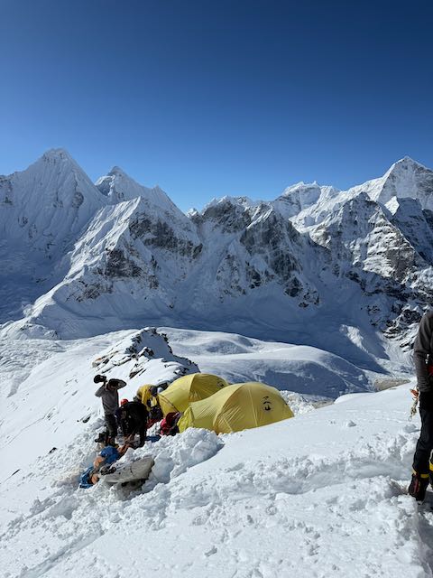 Camp 1 on Ama Dablam after the snow of Cyclone Montha
