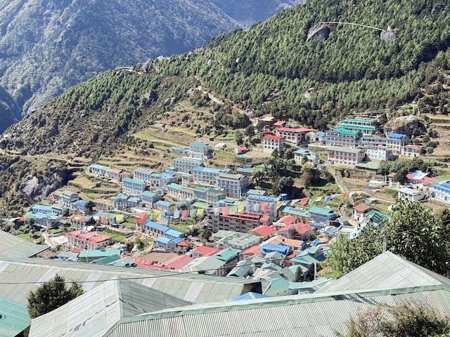 The colourful rooftops of Namche Bazaar