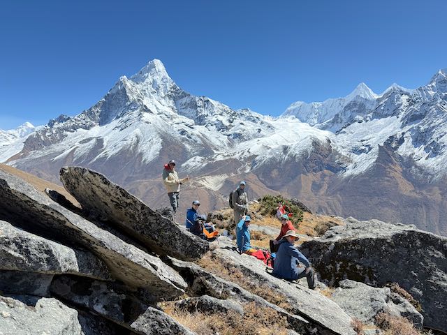 Acclimatisation walk with a view of Ama Dablam