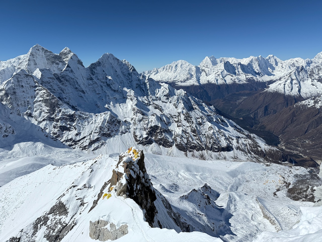 The spectacularly perched Camp 2 on Ama Dablam