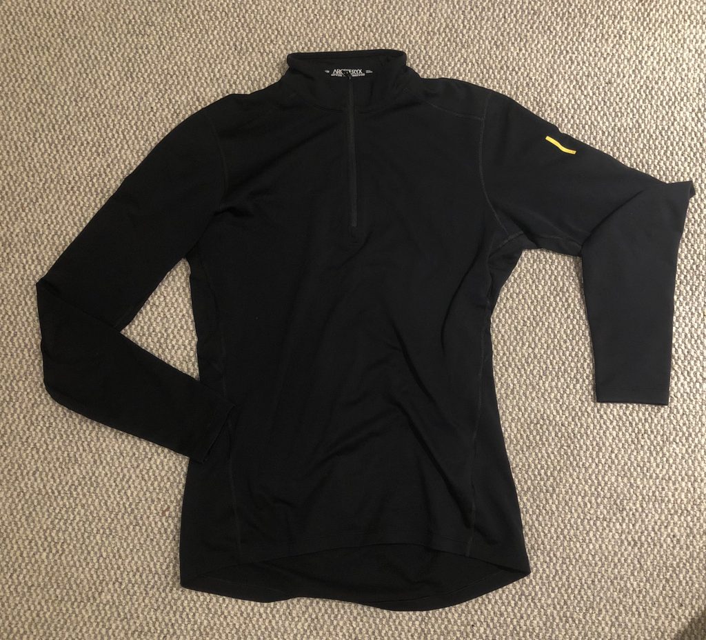 Typical baselayer in a clothing layering system made from man-made fabric - never cotton
