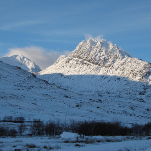 View of Tryfan in winter