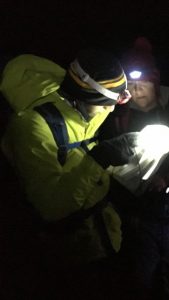 Practising night navigation on a navigation course