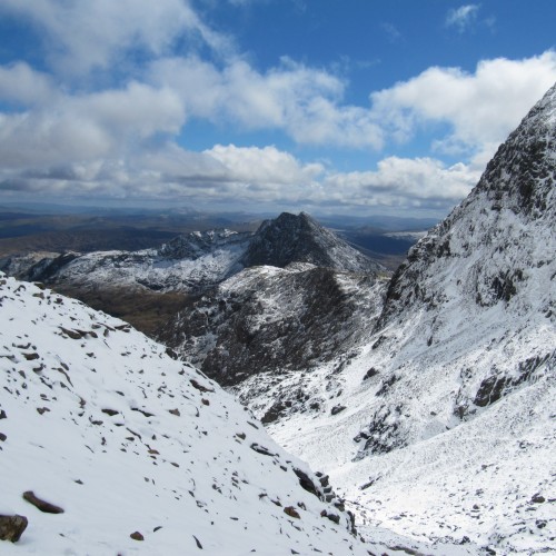 Y Lliwedd seen from the Pig Track on a fine winter day
