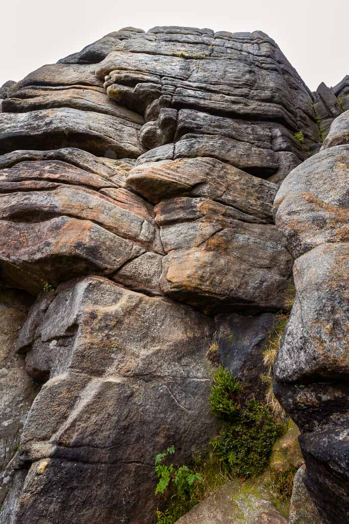 A view of Heaven Crack, a rock climb in the Peak District