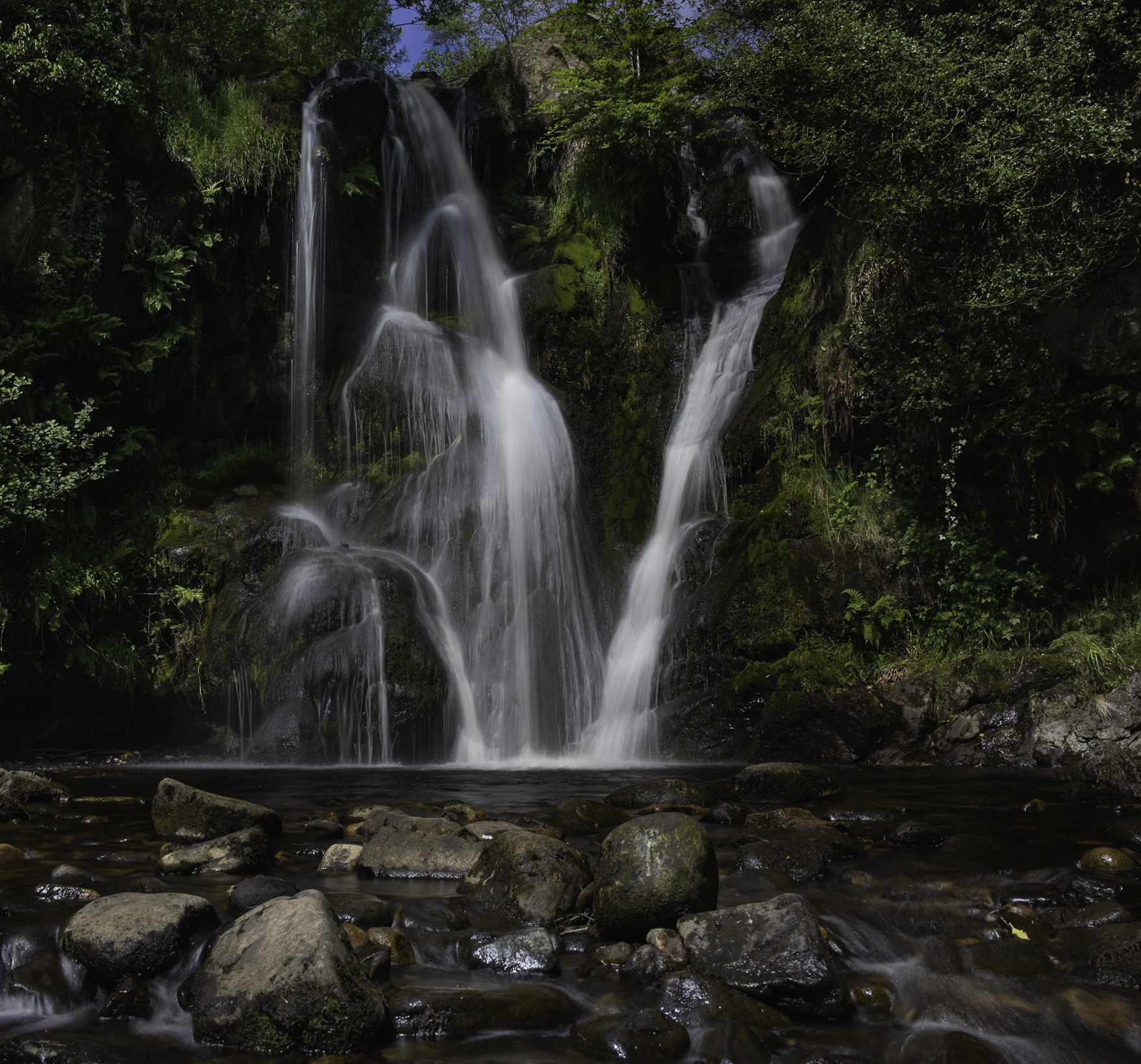 The beautiful waterfall of Posforth Gill in the Valley of Desolation in the Yorkshire Dales