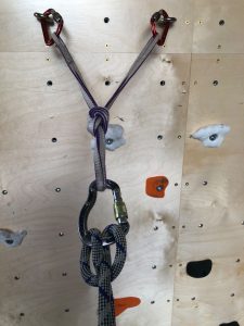 Equalising a sling using an overhand knot on a bight