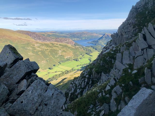 View of Ullswater from low down on Pinnacle Ridge St Sunday Crag